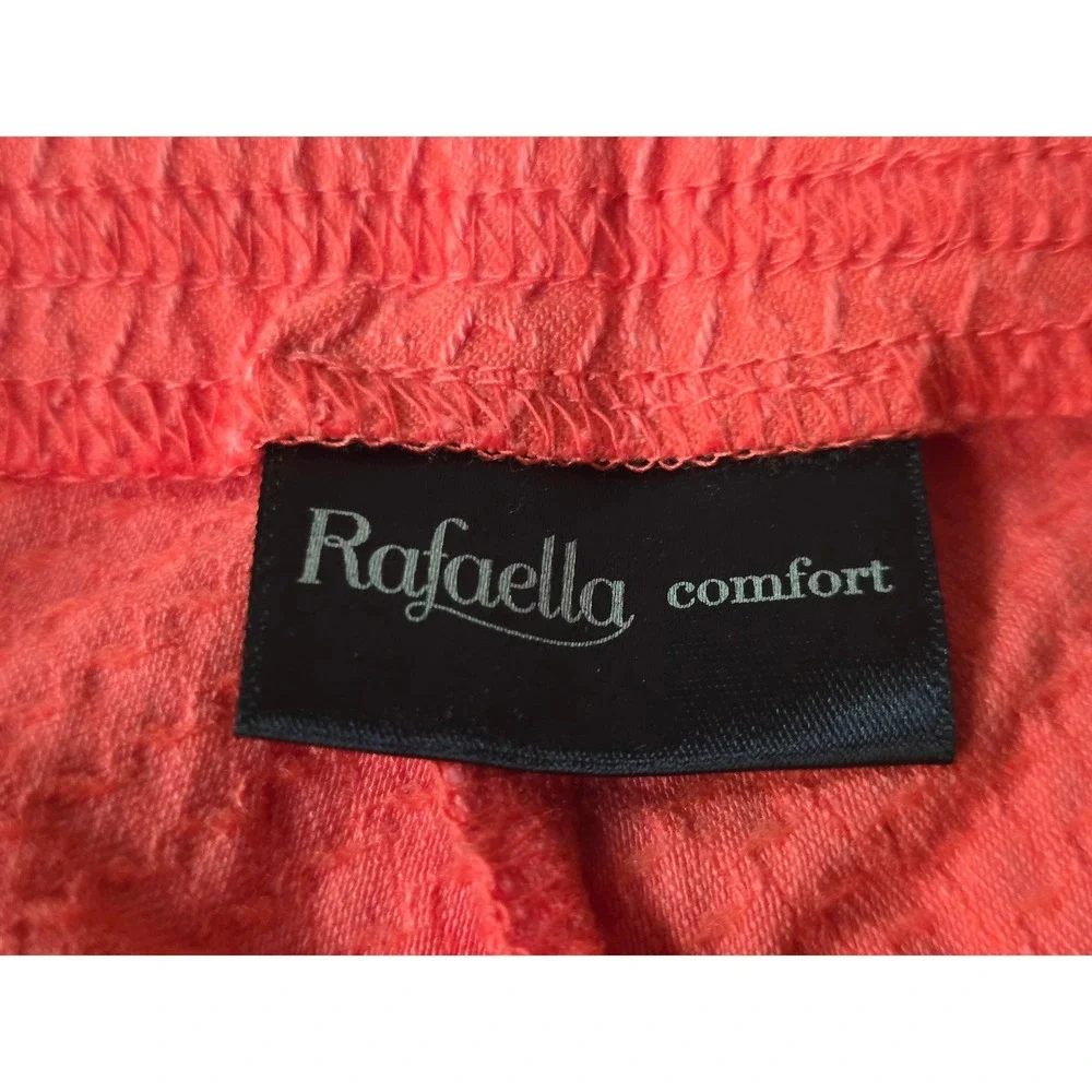 Raphaela by Brax Womens Red Textured Pull On Crop Pants Size 16 Elastic Waist c9